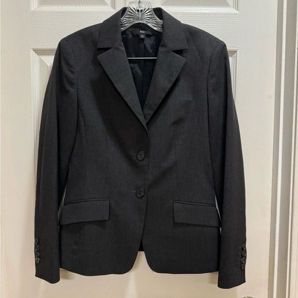 Hugo Boss Wool Blend Blazer Suit Jacket 2 Button Office Career Luxe Size 8